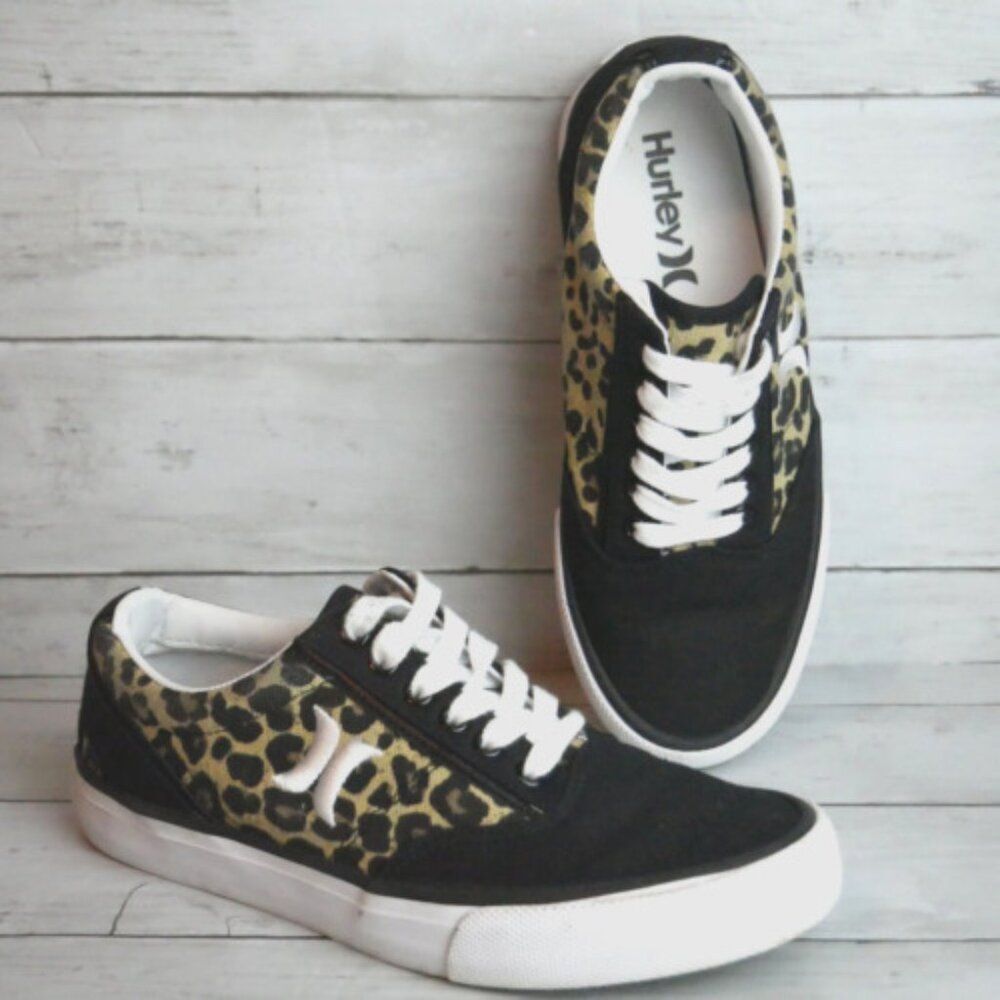 Hurley Kayo Lace Women’s Size 6M Canvas Casual Shoes Sneaker Leopard Print